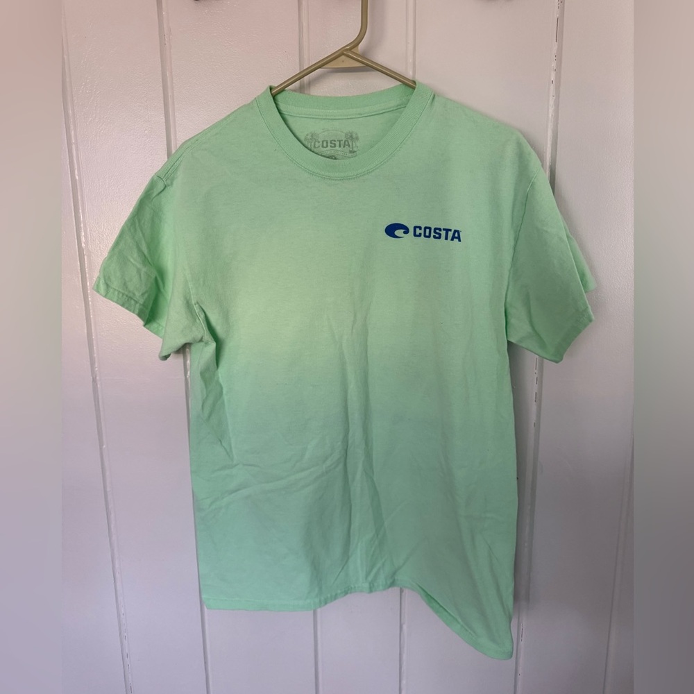 Costa women’s Seafoam Green Tee with Pink Graphic medium - Picture 2 of 3